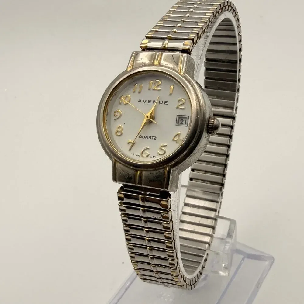 Elegant Vintage Avenue Two-Tone Ladies' Quartz Watch Working New Battery